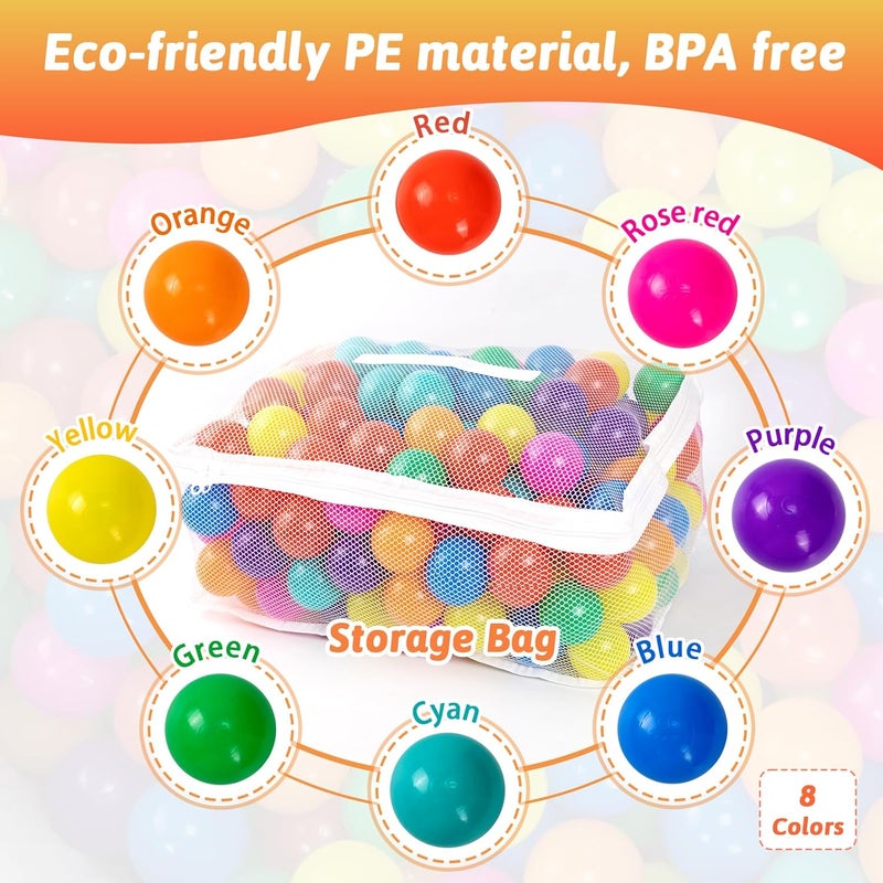 Markdang 170 PCS Ball Pit Balls 2.1-2.2” Free Crush Proof Plastic Ball for Baby and Toddler -8 Bright Colors with Zip Storage Bag,Baby Pool Water Toys,Kiddie Pool - Image 3